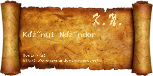 Kányi Nándor névjegykártya